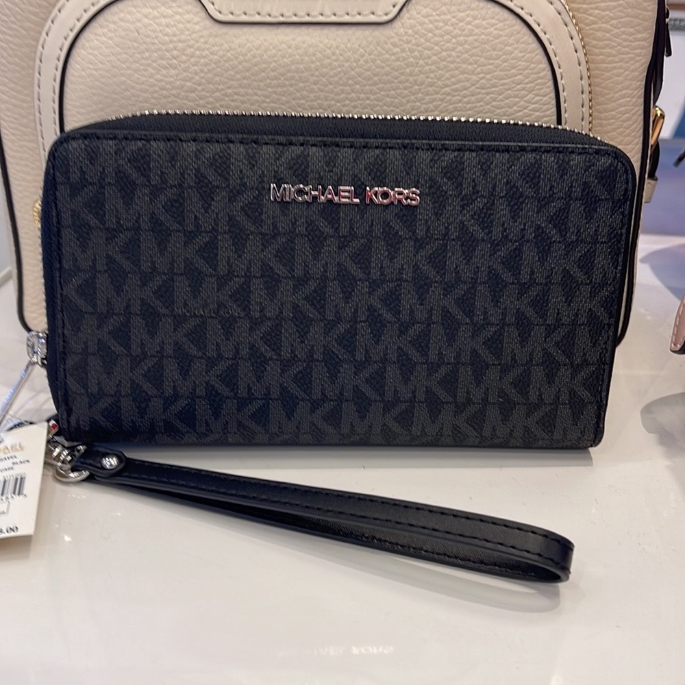 Michael Kors MK Signature Large Flat Multi-Function Phone Case Wallet Wristlet - Picture 9 of 16